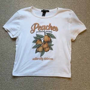 White, Forever 21, Georgia Peaches, Baby Tee, Women’s Medium